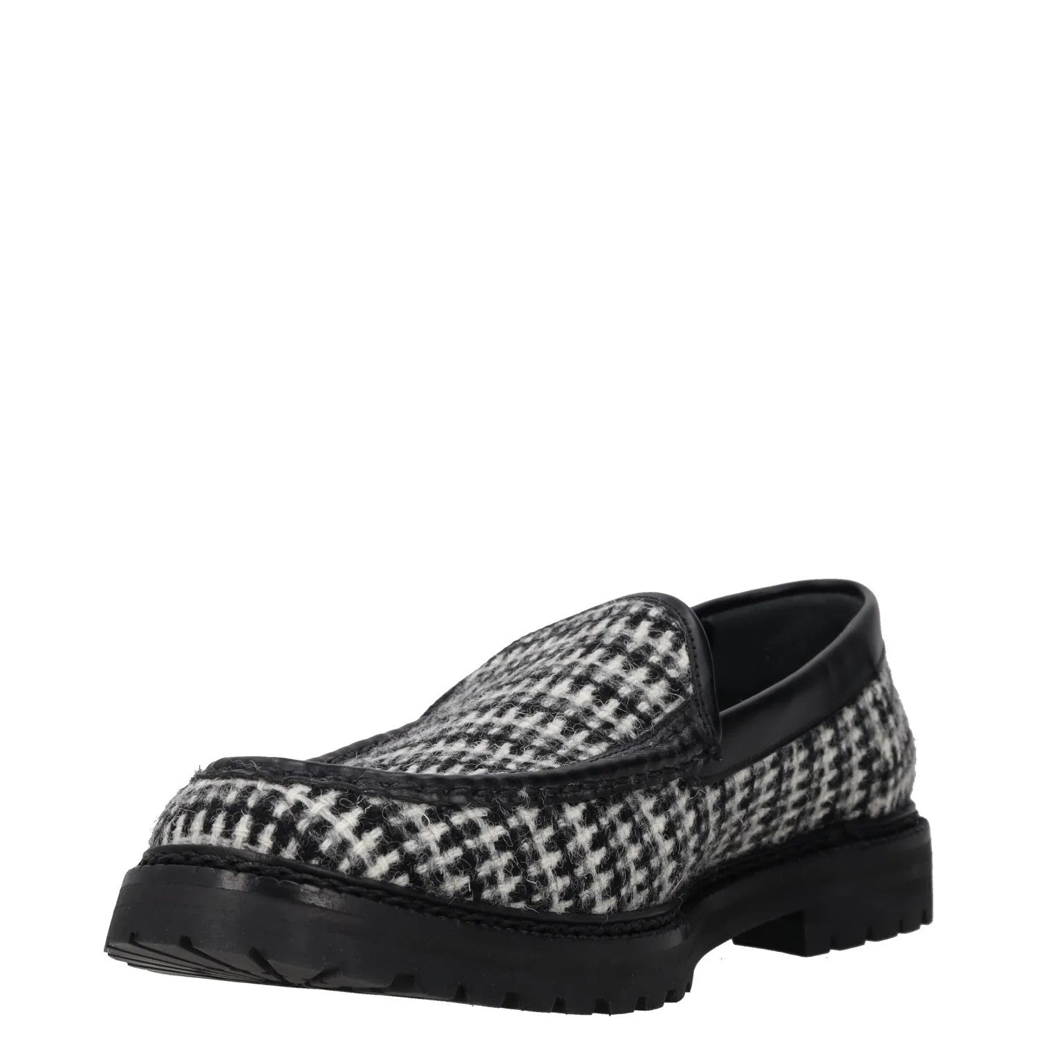 MANOLO BLAHNIK Womens Tweed Loafers Black Grey Leather Slip On UK 8 RRP 725 — View 3