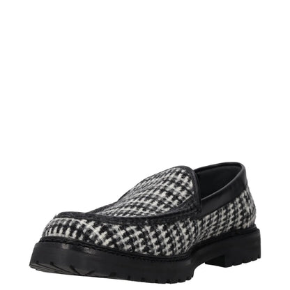 MANOLO BLAHNIK Womens Tweed Loafers Black Grey Leather Slip On UK 8 RRP 725 — View 3