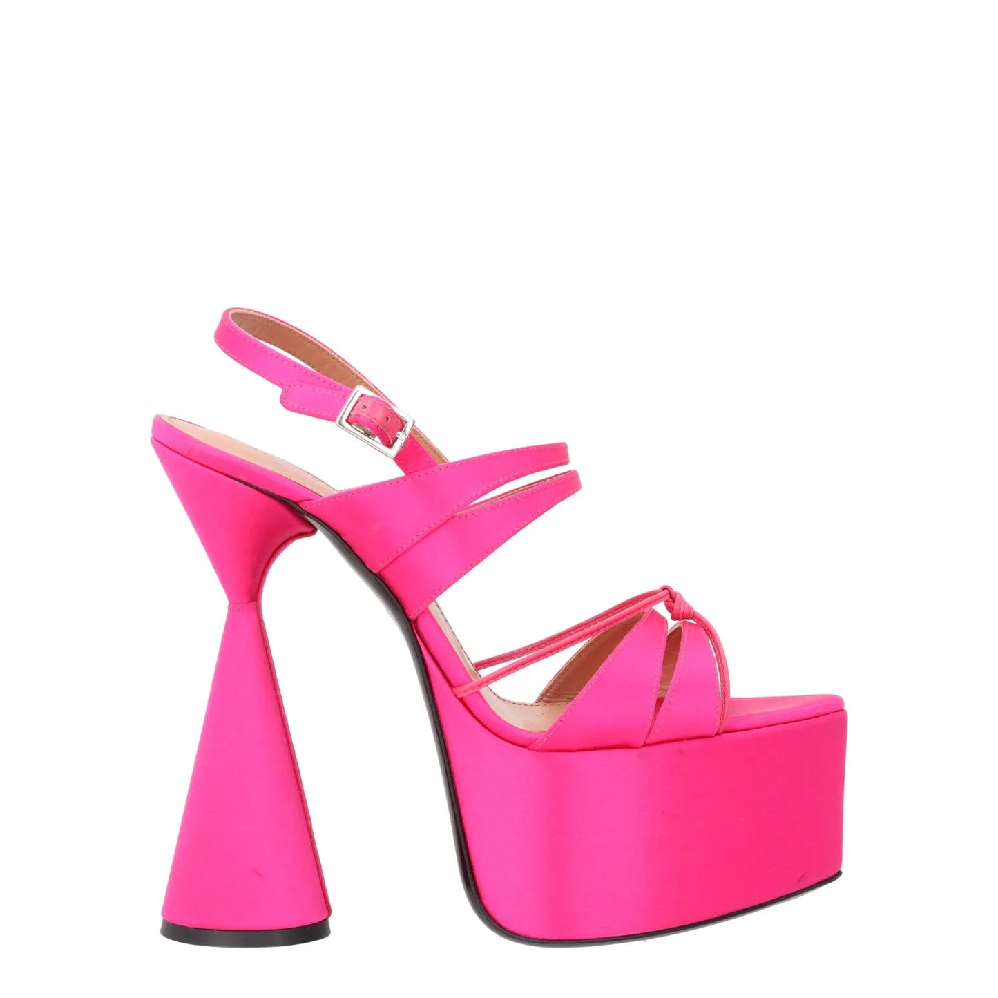 DACCORI Womens Strappy Platform Slingback Sandal Satin Pink EU 38.5 RRP 795