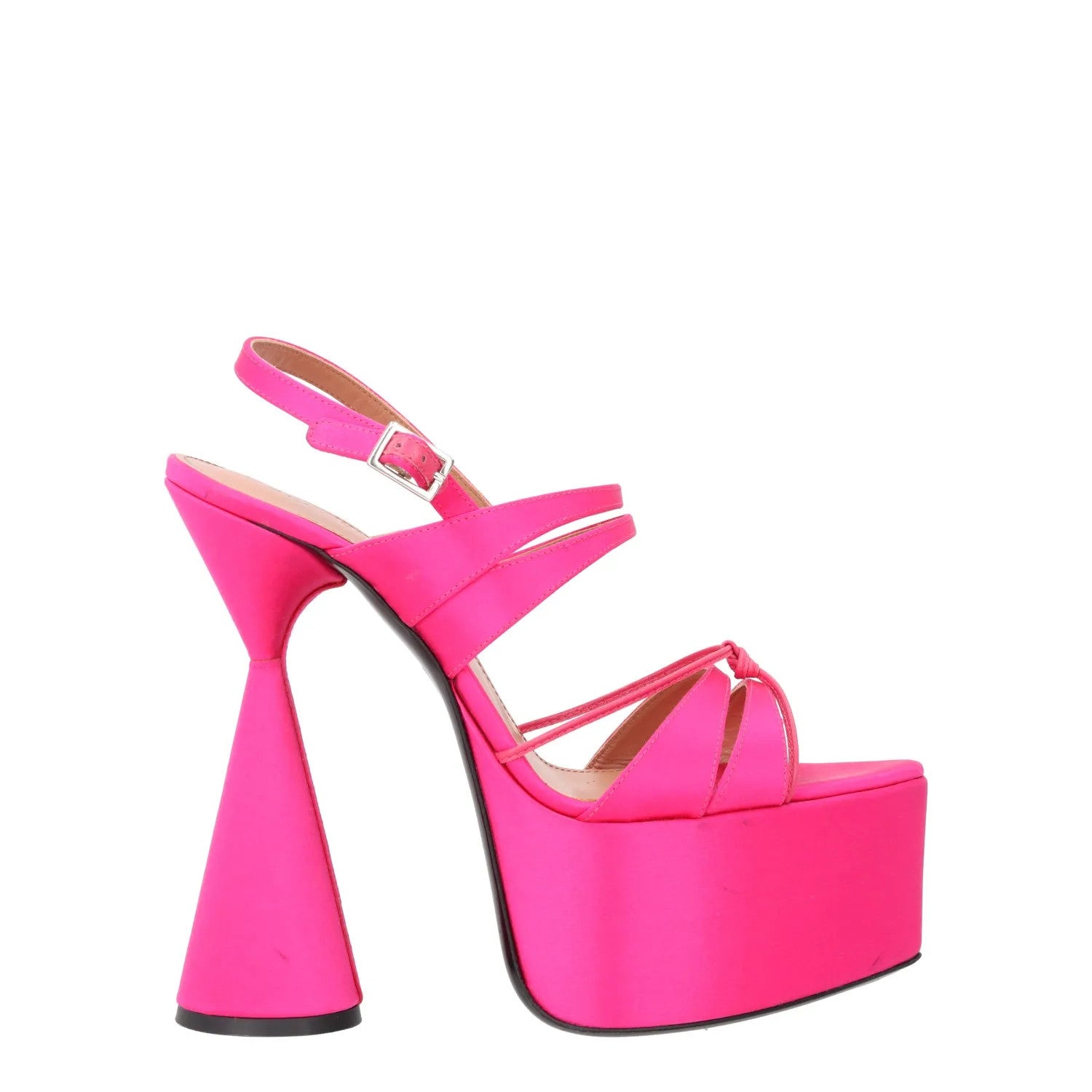 DACCORI Womens Strappy Platform Slingback Sandal Satin Pink EU 38.5 RRP 795