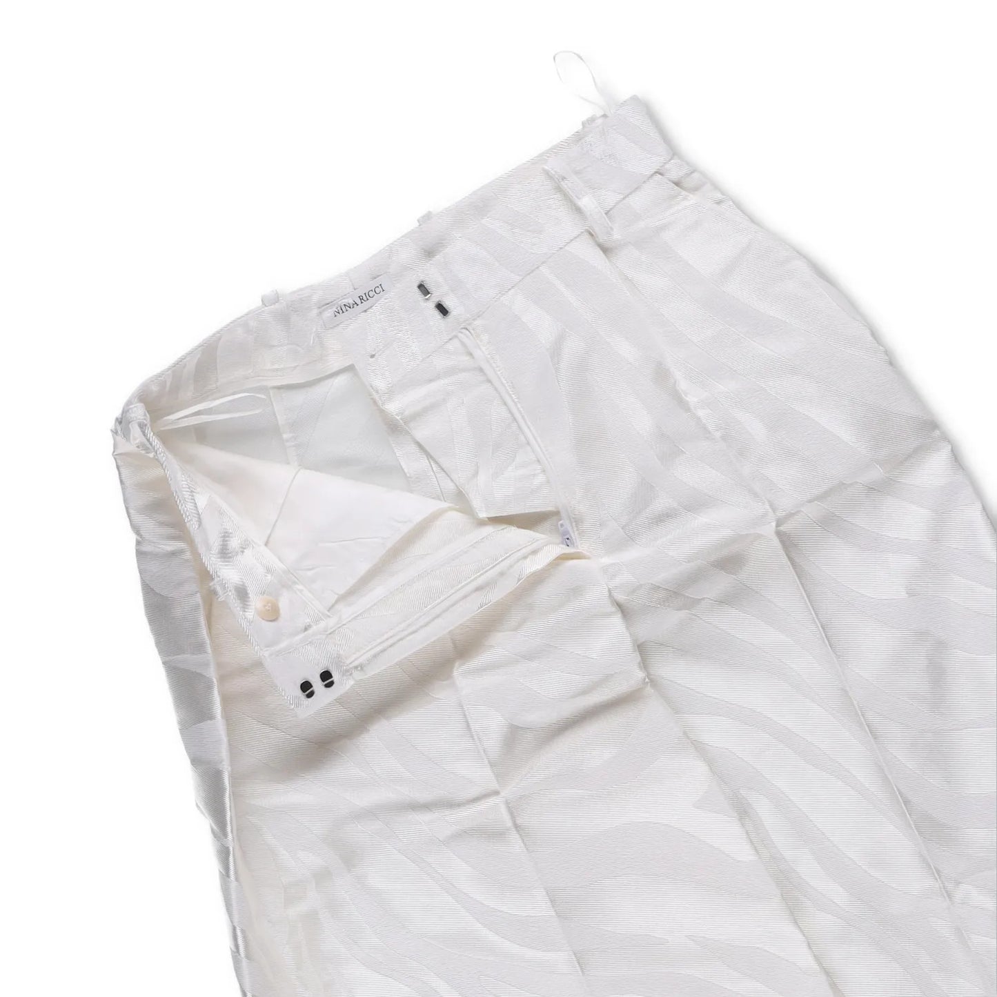 NINA RICCI Zebra-Jacquard Palazzo Pants White Wide Leg Trousers Size 38 RRP 675 — View 5