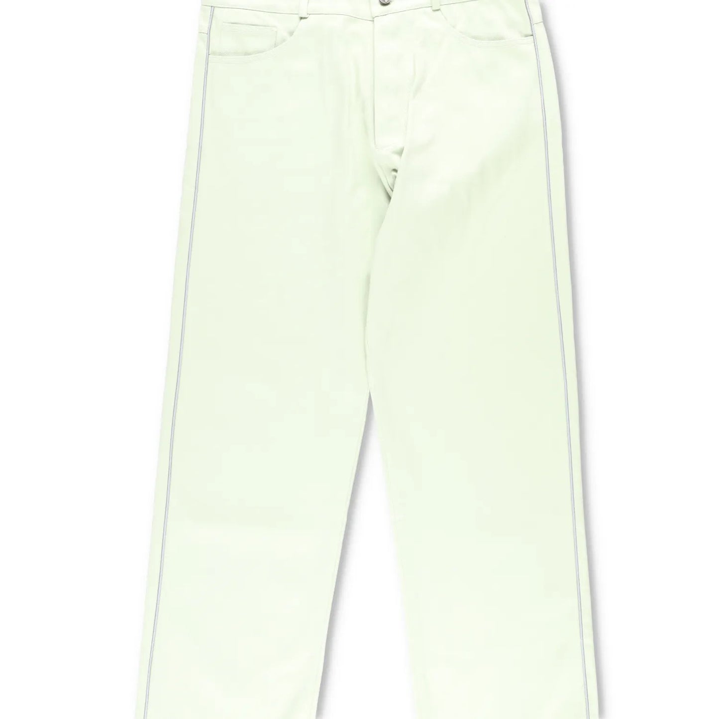 ROBYN LYNCH Mens Piping Jeans Green Straight Denim Mid Rise Logo Button M RRP390 — View 3