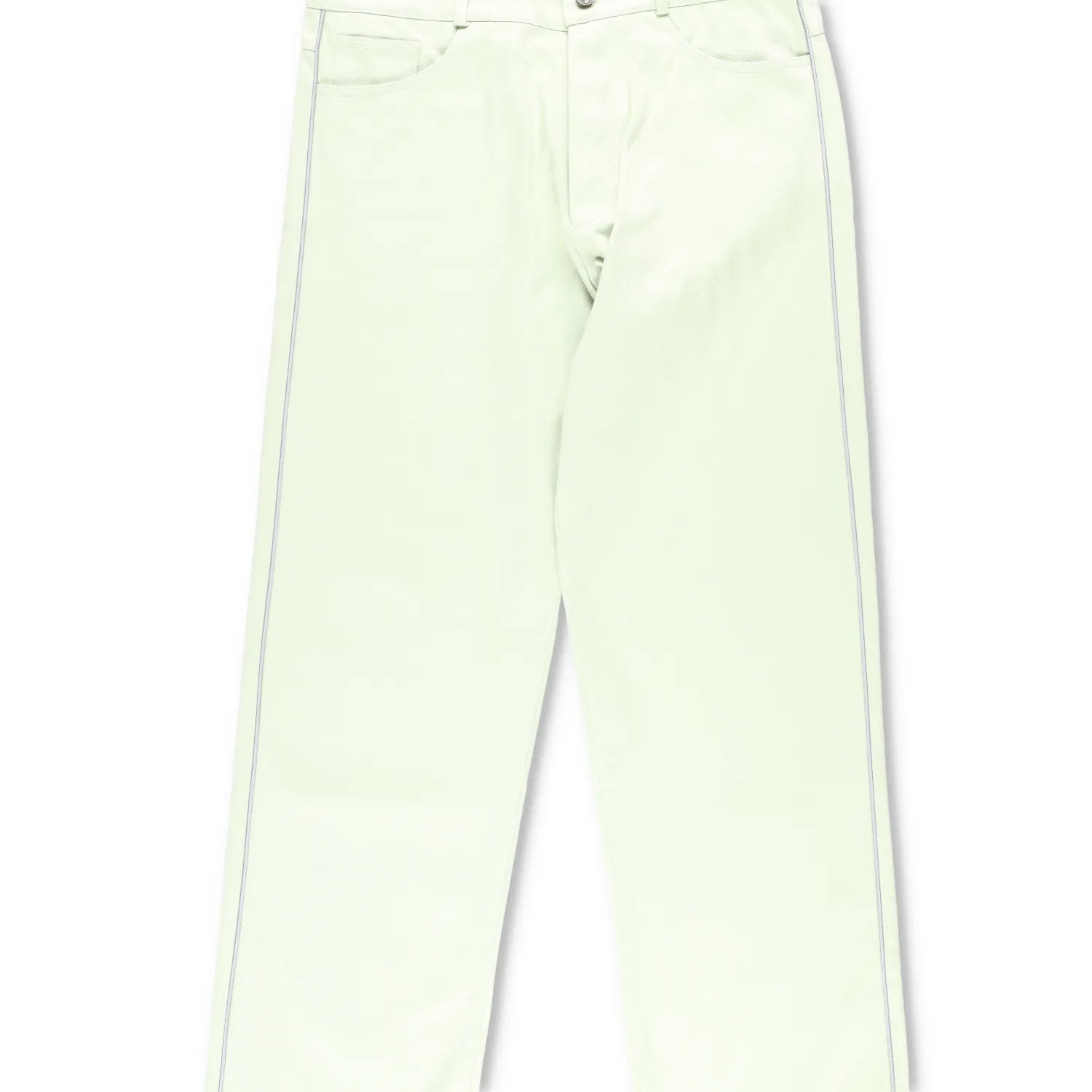 ROBYN LYNCH Mens Piping Jeans Green Straight Denim Mid Rise Logo Button M RRP390 — View 3