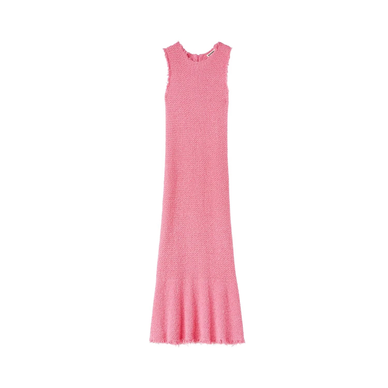 JIL SANDER Womens Midi Dress Sleeveless Flared Hem Frayed Edges Pink 38 RRP 2080