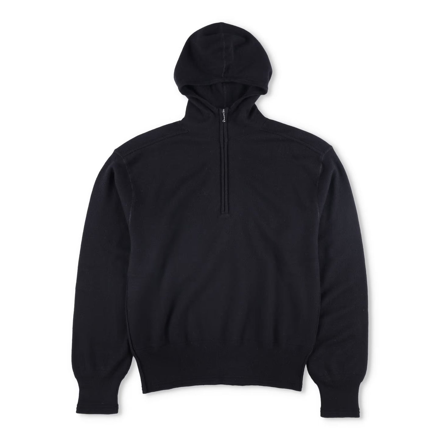 BURBERRY Mens Hoodie Quarter Zip Hooded Long Sleeve Black Wool Pullover S RRP990
