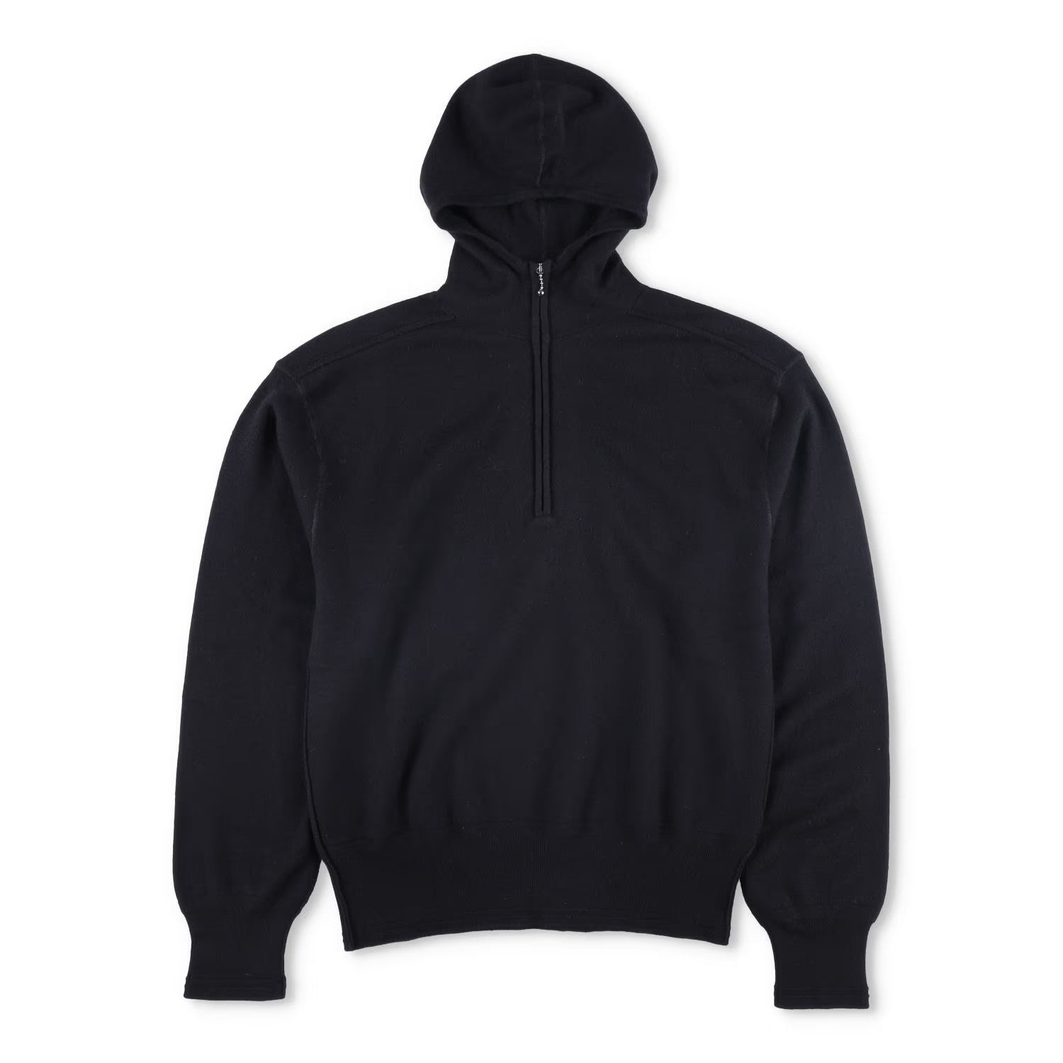 BURBERRY Mens Hoodie Quarter Zip Hooded Long Sleeve Black Wool Pullover S RRP990