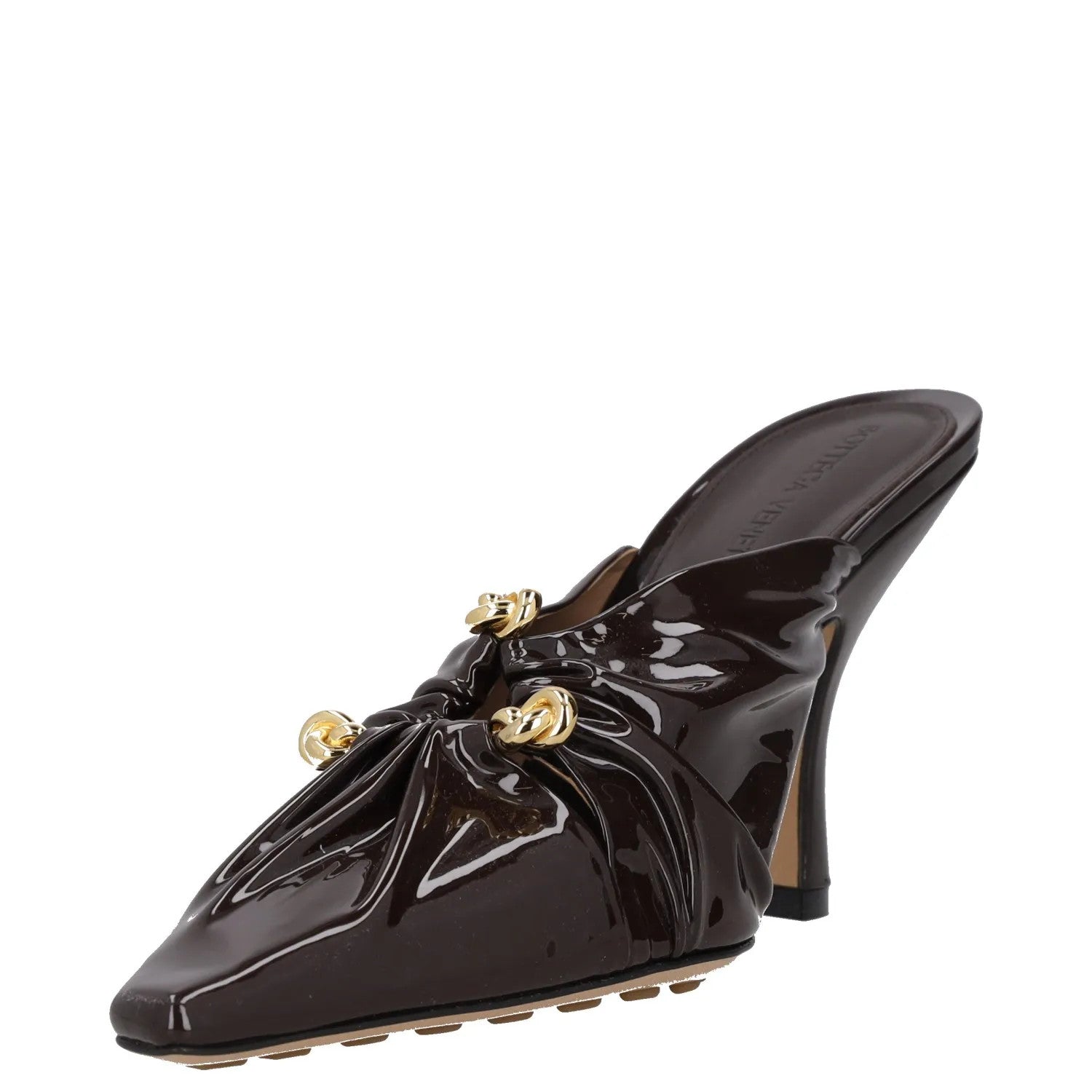 BOTTEGA VENETA Women High Heel Point Toe Mule Patent Leather Brown UK4.5 RRP1330 — View 3