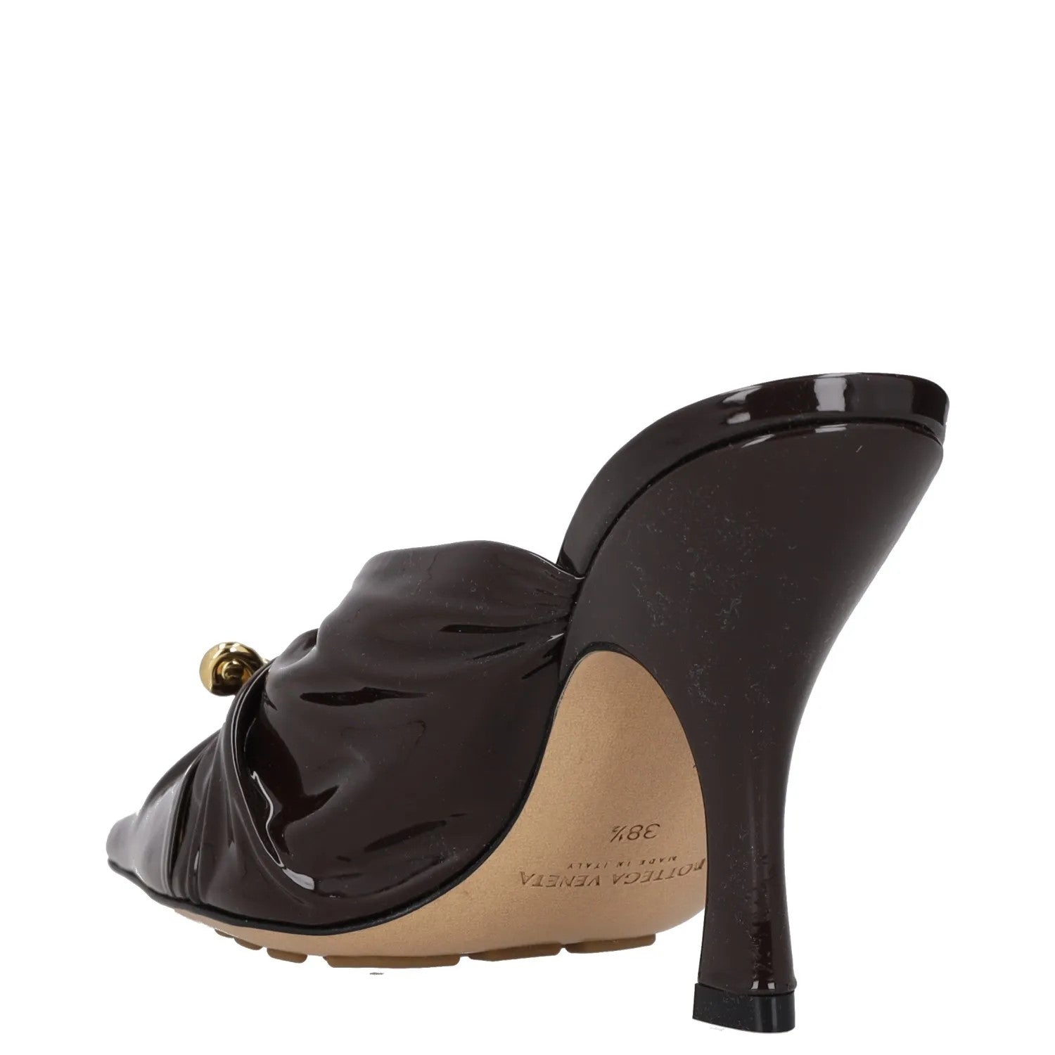 BOTTEGA VENETA Women High Heel Point Toe Mule Patent Leather Brown UK4.5 RRP1330 — View 5