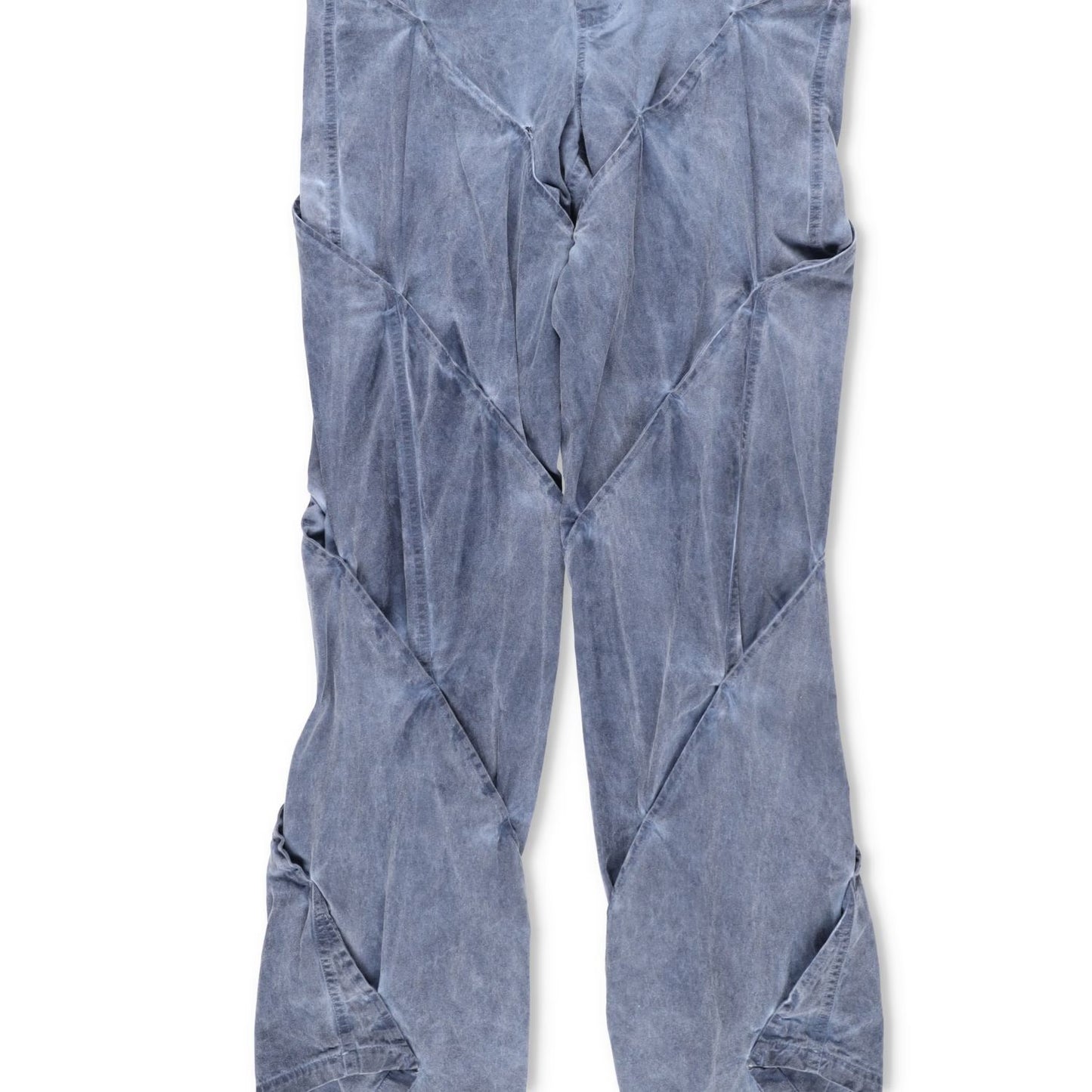 JUNTAE KIM Mens Gather-Twisted Dye Shell Trousers Blue Straight Leg L RRP 720 — View 3