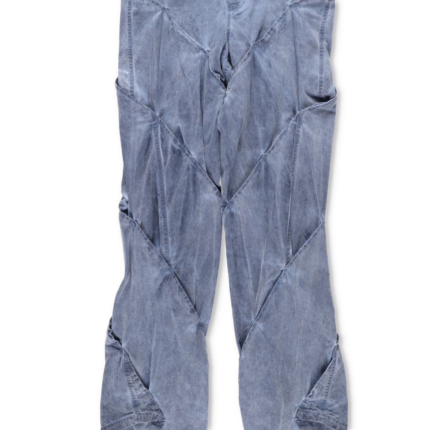 JUNTAE KIM Mens Gather-Twisted Dye Shell Trousers Blue Straight Leg L RRP 720 — View 3