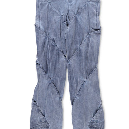 JUNTAE KIM Mens Gather-Twisted Dye Shell Trousers Blue Straight Leg L RRP 720 — View 3