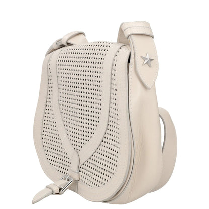 JUST CAVALLI Womens Saddle Handbag Beige Buckle Closure Matte Leather S RRP 300 — View 2