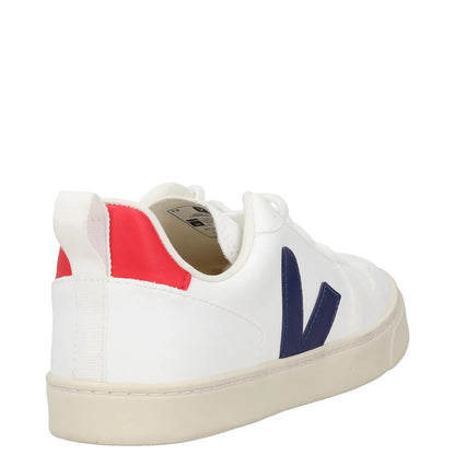 VEJA Womens Trainers White Leather Low Top Lace Up Red Blue Upper UK 4 RRP 140 — View 6