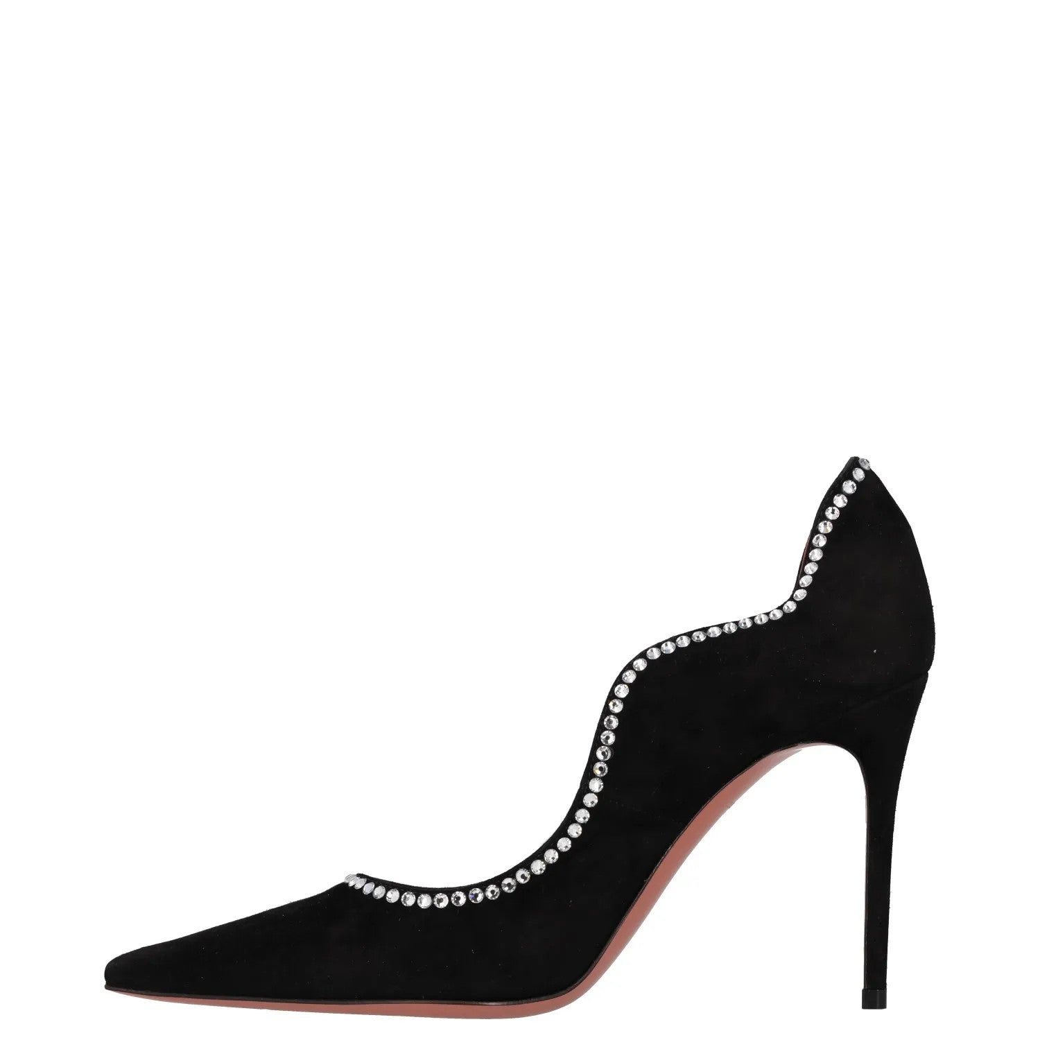 AMINA MUADDI Womens Court Heels Black Leather Rhinestone Stiletto UK 3 RRP 600 — View 4