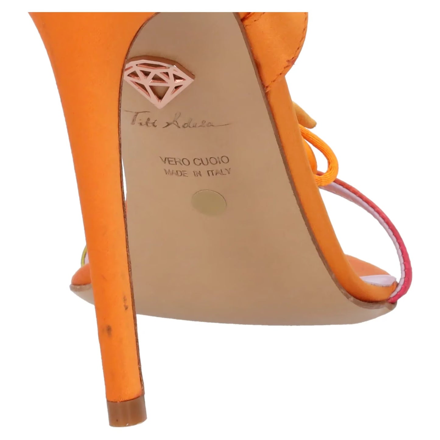 TITI ADESA Yara Strappy Sandals Orange Satin Leather High Heel EU 40 RRP 550 — View 8
