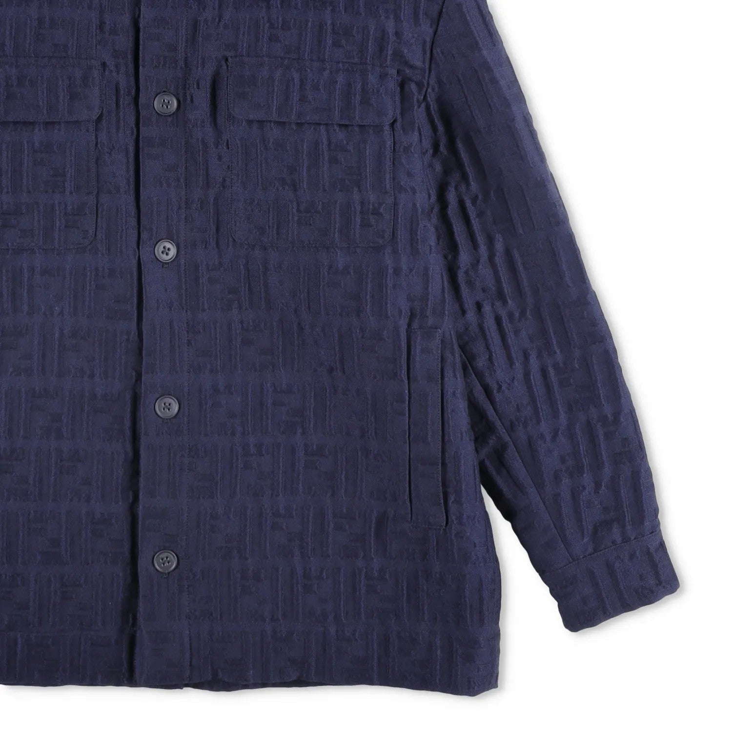 FENDI Mens Blouson Embossed Jacket Shirt Jacket Blue Knit Size 48 RRP 2150 — View 5