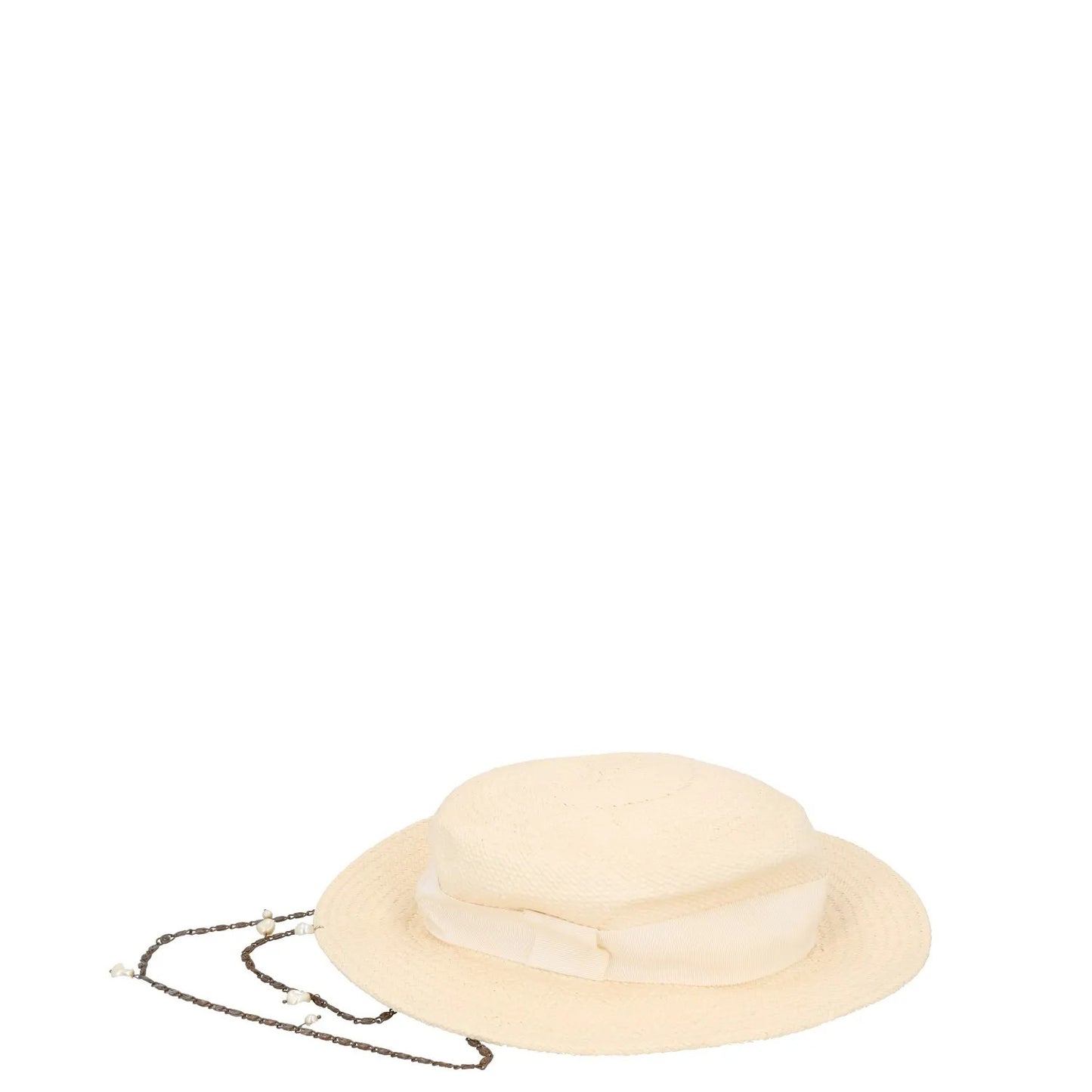 RUSLAN BAGINSKIY Womens Straw Boater Hat Beige Straw White Size M RRP 430 — View 2