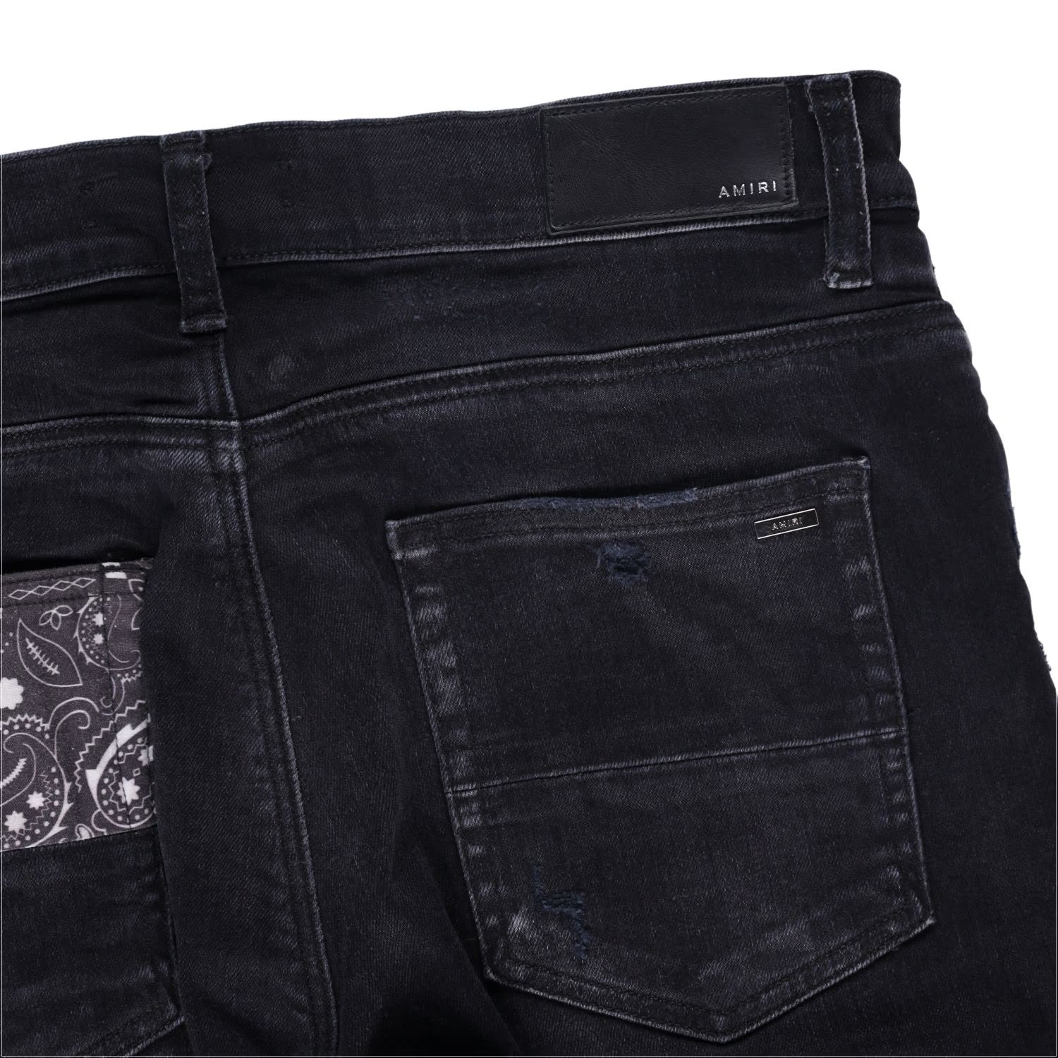 AMIRI Mens Vint Bandana Artpatch Skinny Jeans Black Embroidered Size 31 RRP 1290 — View 11