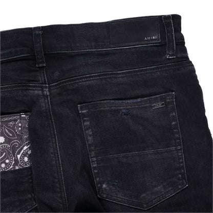 AMIRI Mens Vint Bandana Artpatch Skinny Jeans Black Embroidered Size 31 RRP 1290 — View 11