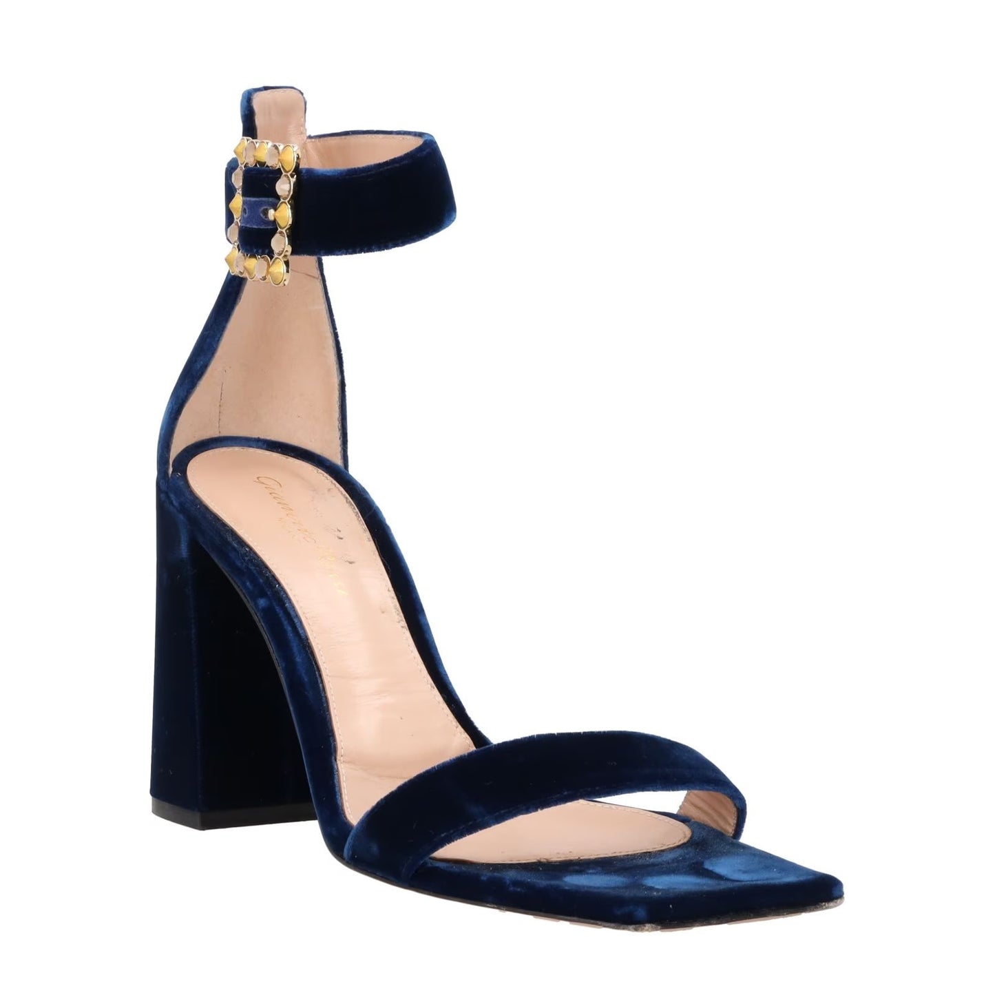 GIANVITO ROSSI Womens Sandals Strappy Blue Leather High Block Heel UK 6 RRP 910 — View 2