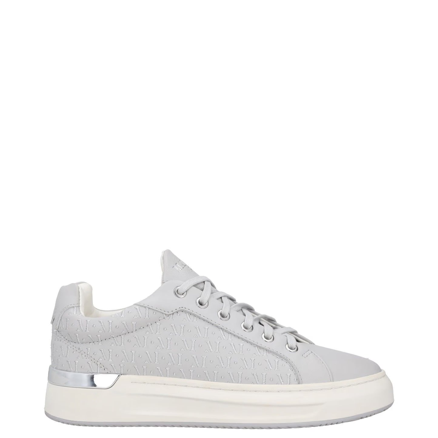 MALLET Mens Trainers Grey Leather Low Top Lace Up White Sole UK 6 RRP 185
