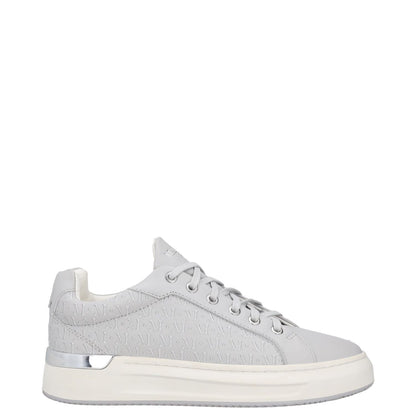 MALLET Mens Trainers Grey Leather Low Top Lace Up White Sole UK 6 RRP 185