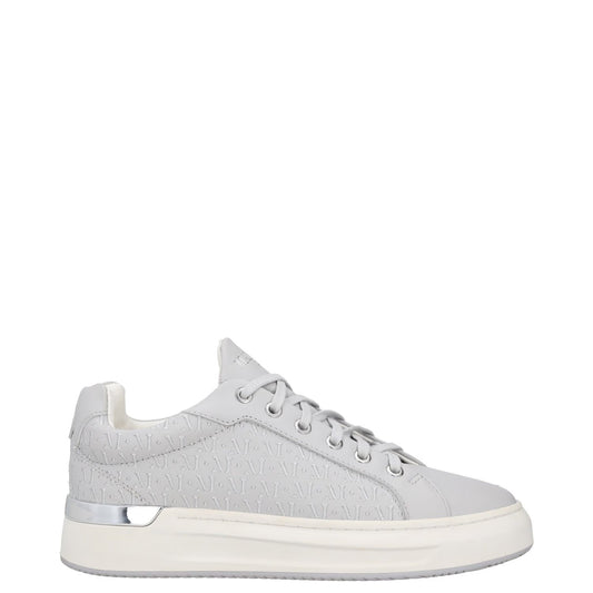 MALLET Mens Trainers Grey Leather Low Top Lace Up White Sole UK 6 RRP 185