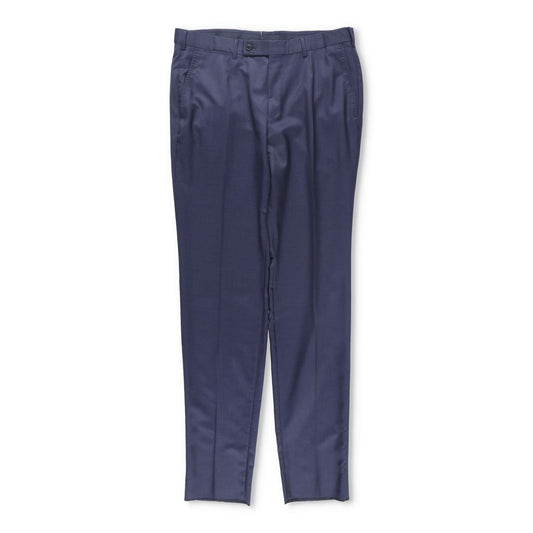 ERMENEGILDO ZEGNA Mens Trousers Wool Blend Blue Flat Front Size 52 R RRP 350