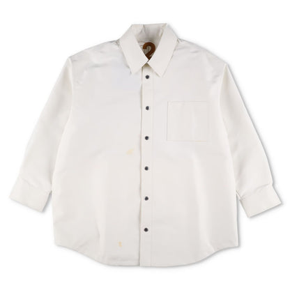 KHRISJOY Womens Oversized Boyfriend Shirt Back Logo Relaxed White Size 2 RRP 605