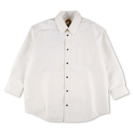 KHRISJOY Womens Oversized Boyfriend Shirt Back Logo Relaxed White Size 2 RRP 605