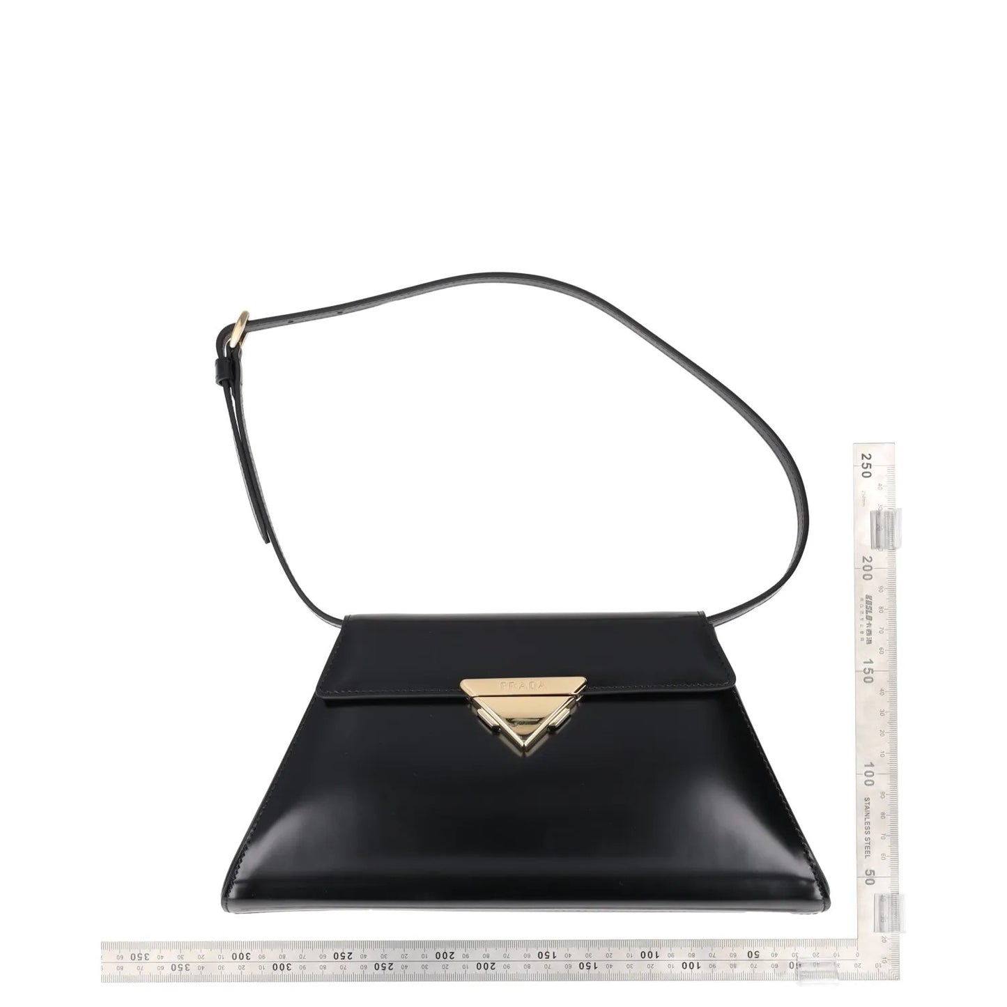 PRADA Womens Spazzolato Brushed Leather Shoulder Bag Black Size M RRP 2650 — View 11