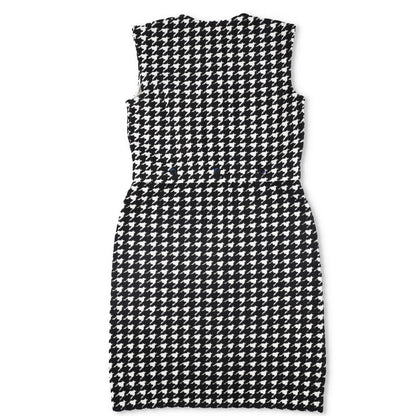 BURBERRY Womens Mini Dress Crew Neck Sleeveless Houndstooth Black L RRP 1690 — View 6