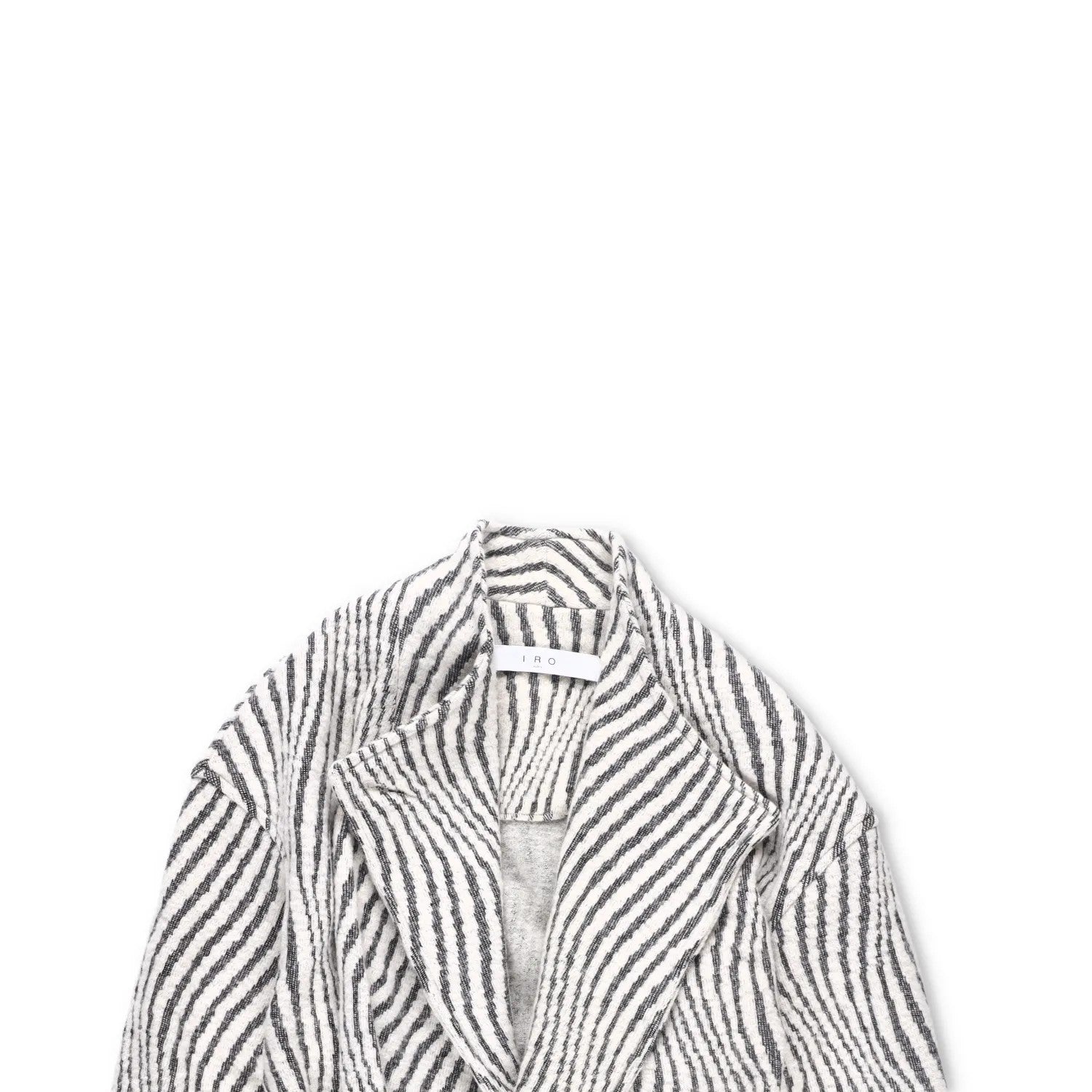 IRO PARIS Womens Kimono Jacket Wool Blend Grey White Striped Size 36 RRP 500 — View 2