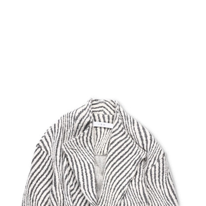 IRO PARIS Womens Kimono Jacket Wool Blend Grey White Striped Size 36 RRP 500 — View 2