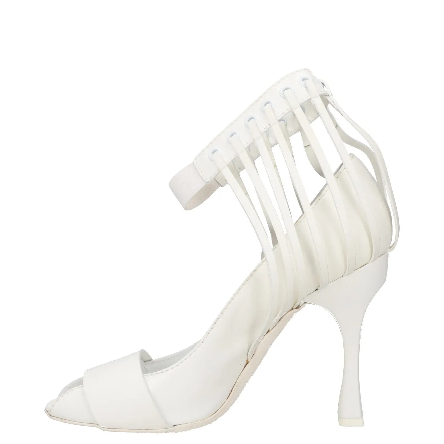 MISSONI Womens High Heels White Leather Ankle Strap Open Toe UK 6 RRP 150 — View 4