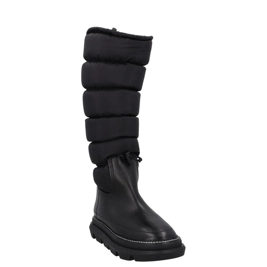 TORY BURCH Womens Knee High Snow Boots Black Leather Drawstring UK 2.5 RRP 350 — View 2
