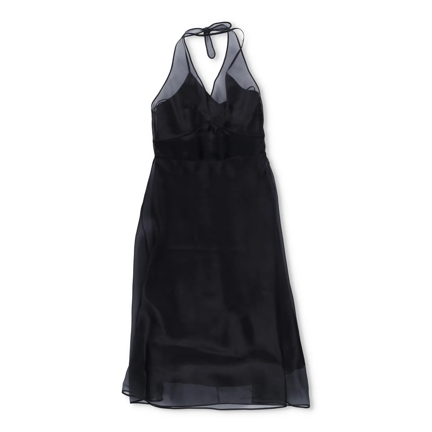 PRADA Womens Midi Dress Halter Neck Tie Sleeveless Re Edition Black 44 RRP 3060 — View 2