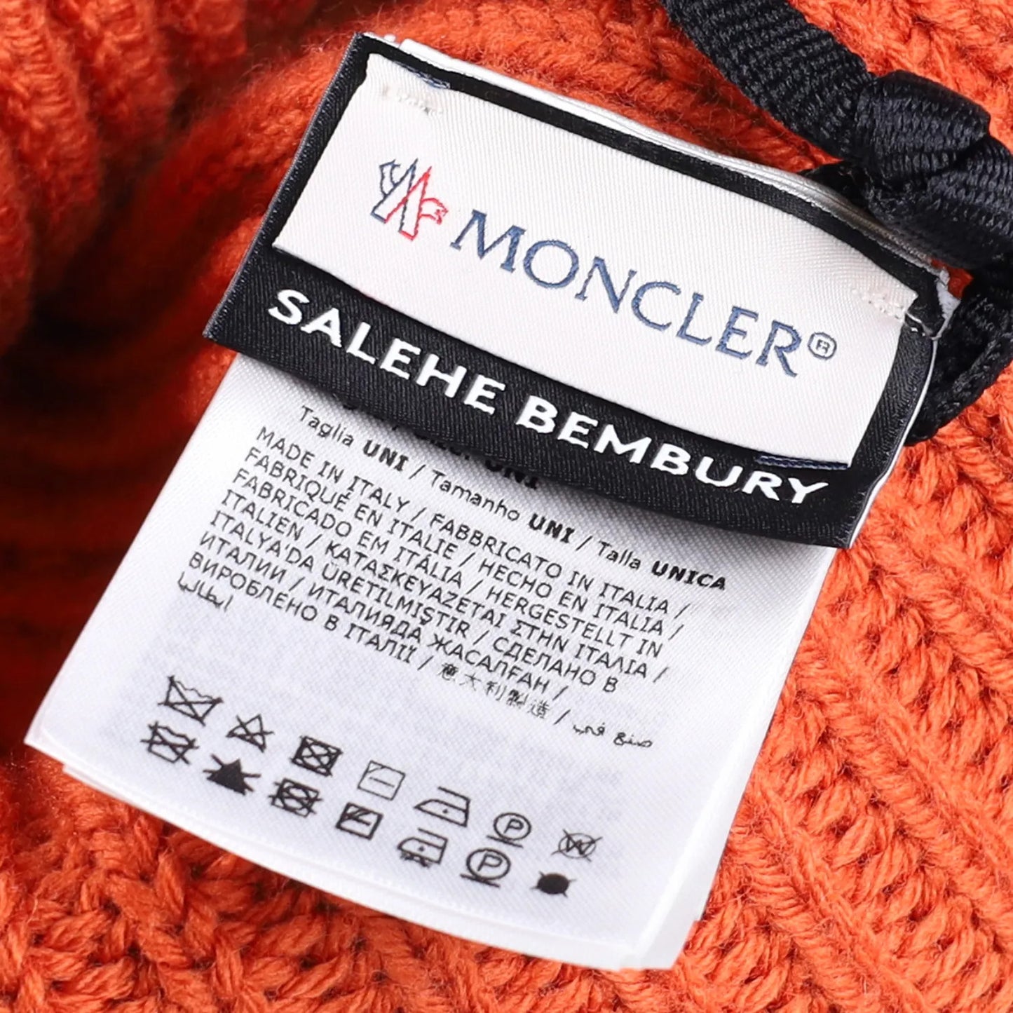 MONCLER GENIUS X Salehe Bembury Womens Beanie Hat Orange Knit Detail OS RRP 280 — View 6