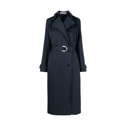SINEAD O'DWYER Womens Trench Coat Cotton Drill Blue Wast Belt Long 12 RRP 2110