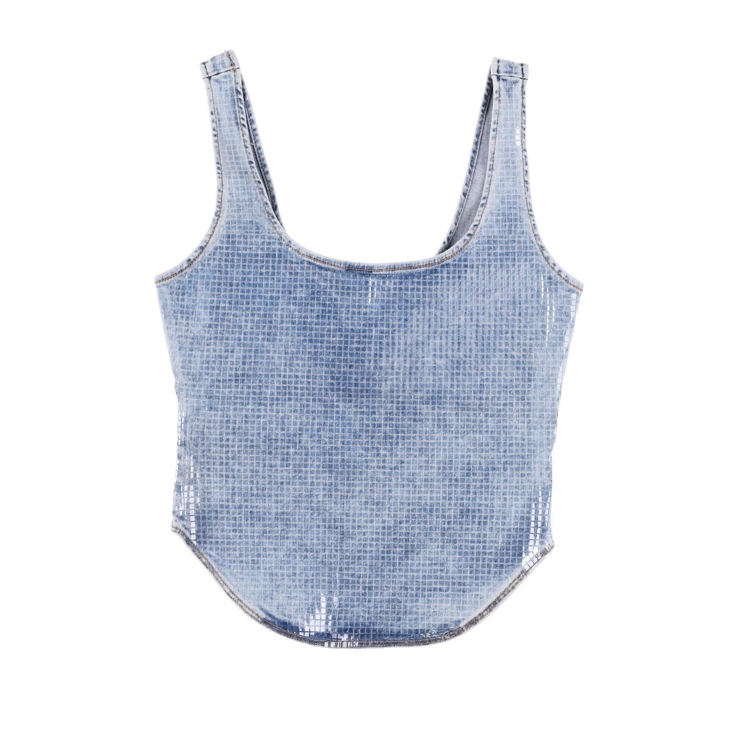 DIESEL Womens De-Shi-S Coated Denim Tank Top Blue Scoop Neck Size S RRP 280 — View 4
