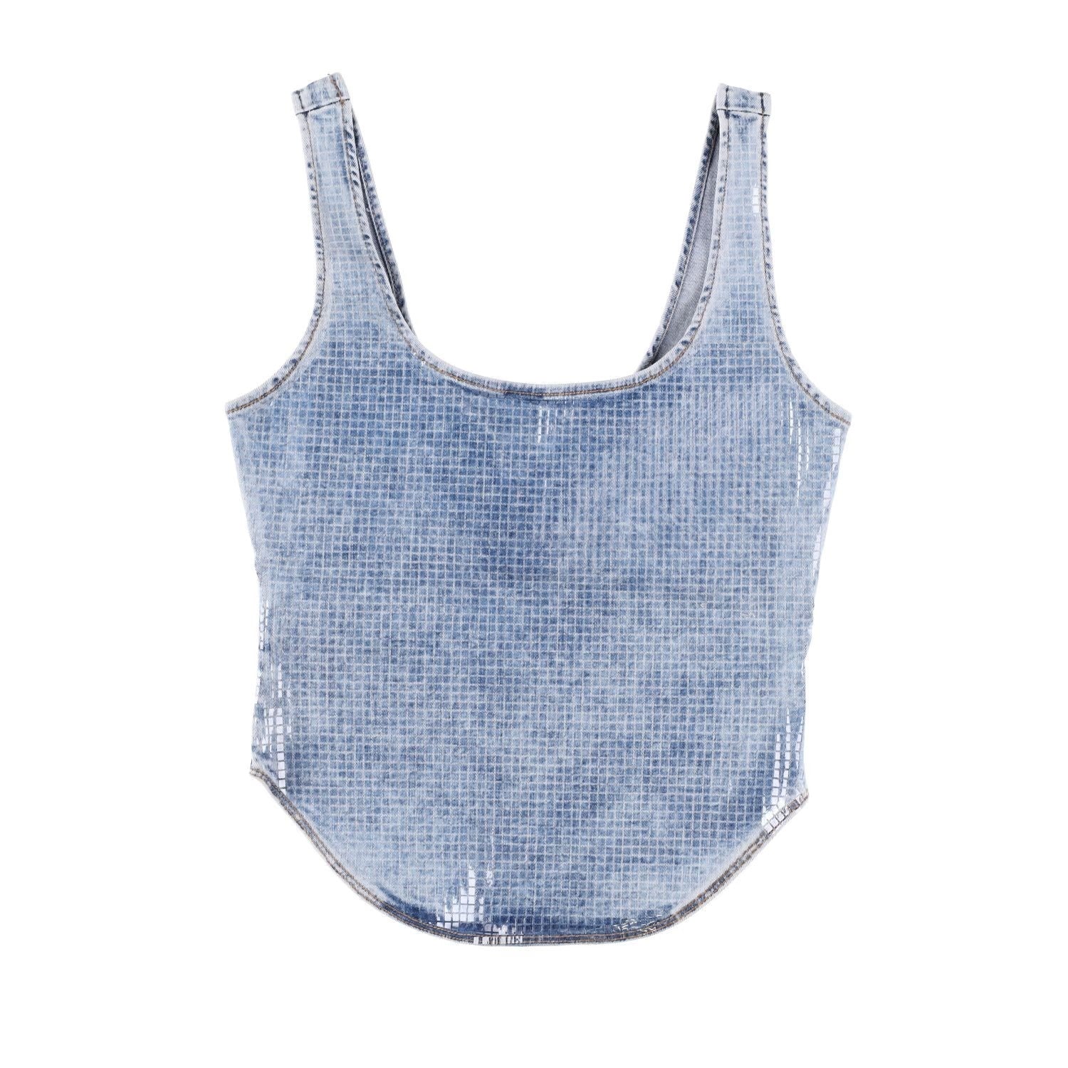 DIESEL Womens De-Shi-S Coated Denim Tank Top Blue Scoop Neck Size S RRP 280 — View 4
