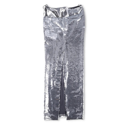 LAQUAN SMITH Womens Maxi Skirt Metallic High Rise Long Satin Size XS RRP 1115 — View 5
