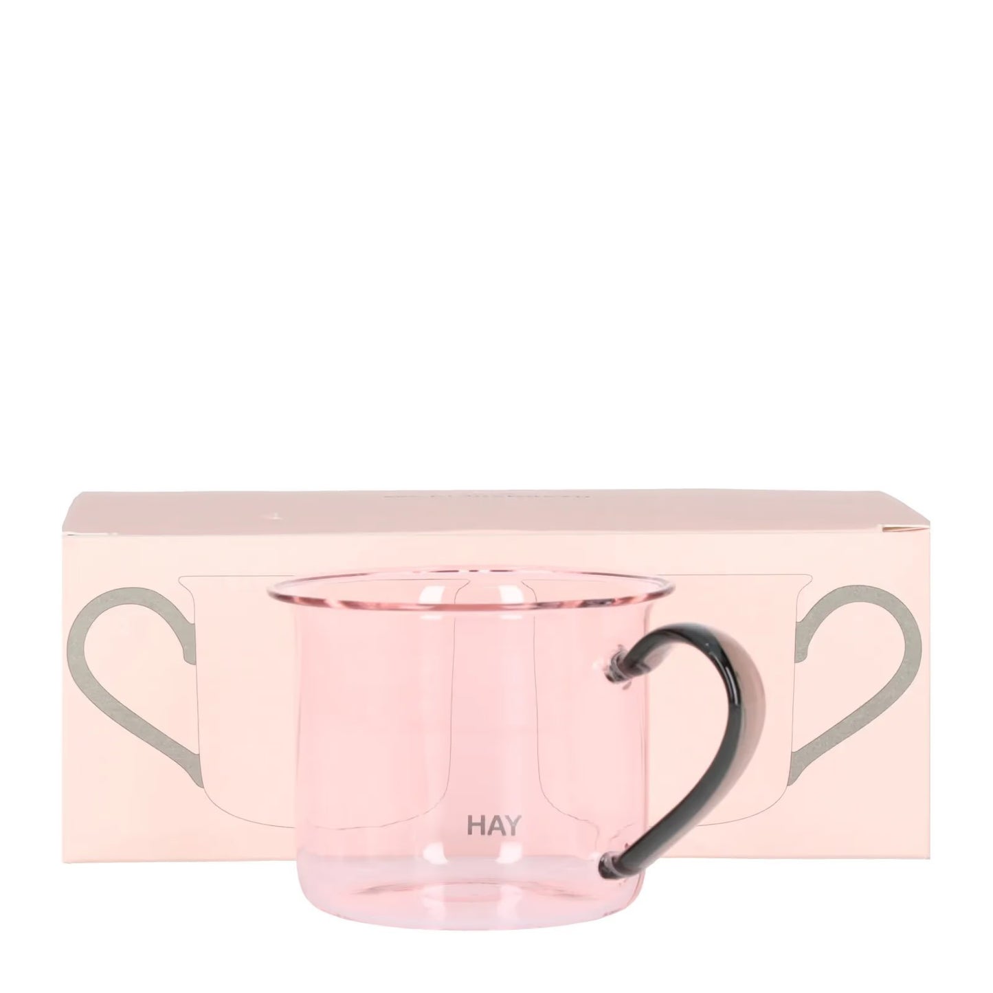 HAY 1/2 200ml Mug Pink See Through With Handle Glass Round One Size RRP 40 — View 4
