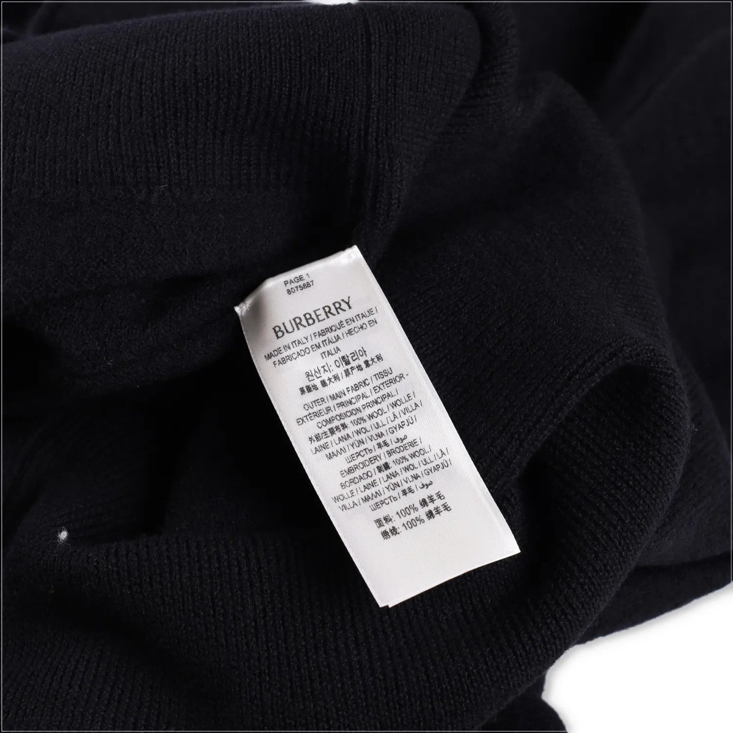 BURBERRY Mens Hoodie Quarter Zip Hooded Long Sleeve Black Wool Pullover S RRP990 — View 9