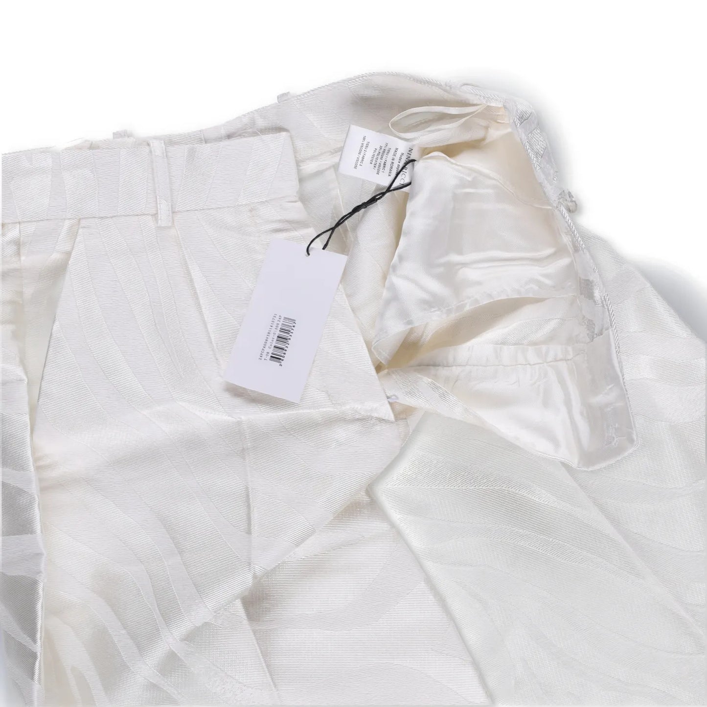 NINA RICCI Zebra-Jacquard Palazzo Pants White Wide Leg Trousers Size 38 RRP 675 — View 7