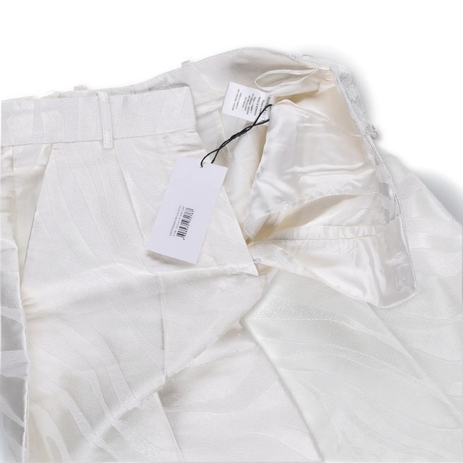 NINA RICCI Zebra-Jacquard Palazzo Pants White Wide Leg Trousers Size 38 RRP 675 — View 7