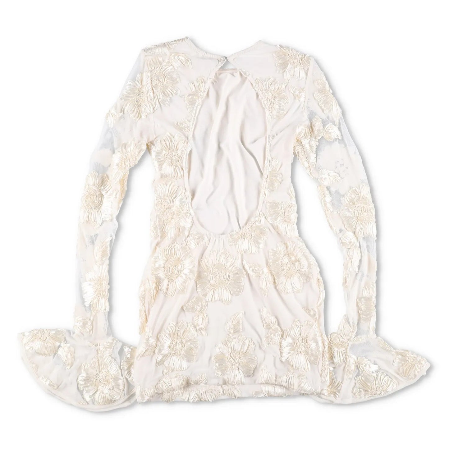 ROTATE Womens Dress Polyester Blend Ivory Lace Floral Flared Sleeve UK 10 RRP200 — View 9