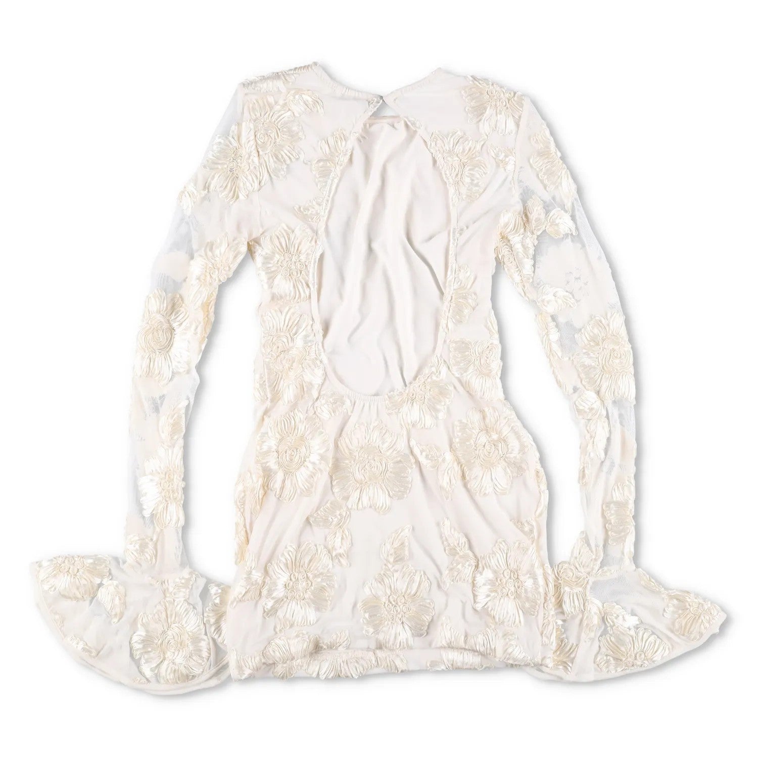ROTATE Womens Dress Polyester Blend Ivory Lace Floral Flared Sleeve UK 10 RRP200 — View 9