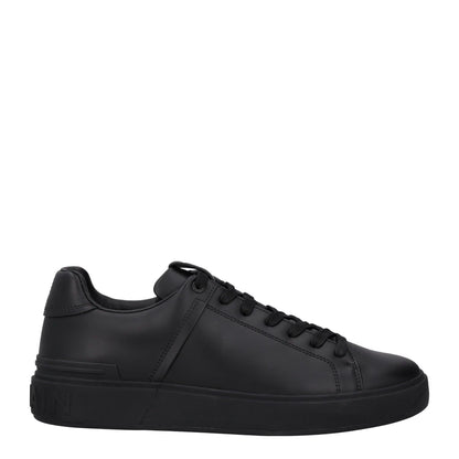 BALMAIN Mens Black Leather Trainers Low Top Lace Up Sneakers UK 9 RRP 450