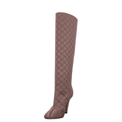 FENDI Women Boots Pink Synthetic Slip On Knee High Cone Heel Pattern UK3 RRP1700 — View 3
